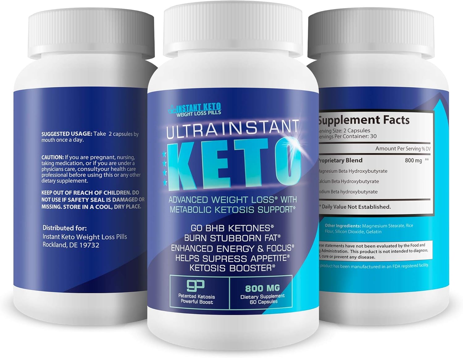 Ultra Instant Keto - Advanced Weight Loss with Metabolic Ketosis Support - Burn Fat - Lose Weight - Pure Sodium, Calcium, Magnesium Bhb to Jump Start Ketosis and Start Burning Fat Faster: Health & Personal Care