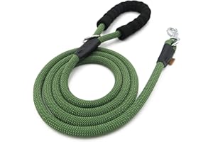 Aiminto Dog Leash, Braided Rope Traction – Walking Training Lead for Medium/Large Dogs ((1/2") x 6FT, Dark Green)