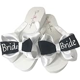 Bow Flip Flops Bride Glitter Elegant Bridal Sandals for Beach &amp; Destination Wedding