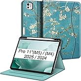 Fintie Folio Case for iPad Pro 11-inch (M5) 2025 / (M4) 2024, Magnetic Multi-Angle Smart Stand Cover with Built-in Pencil Holder & Pocket, Auto Sleep/Wake, Blossom