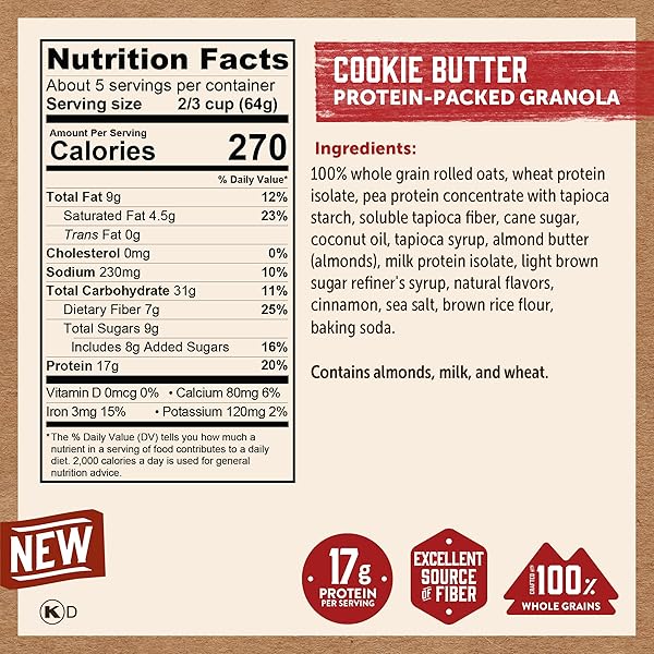 KODIAK CAKES GRANOLA POUCH, COOKIE BUTTER, HIGH PROTEIN, 100% WHOLE GRAINS (PACK OF 5 POUCHES)