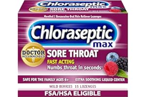 Chloraseptic Max Strength Sore Throat Lozenges, Wild Berries, 15 Count, 1 Pack