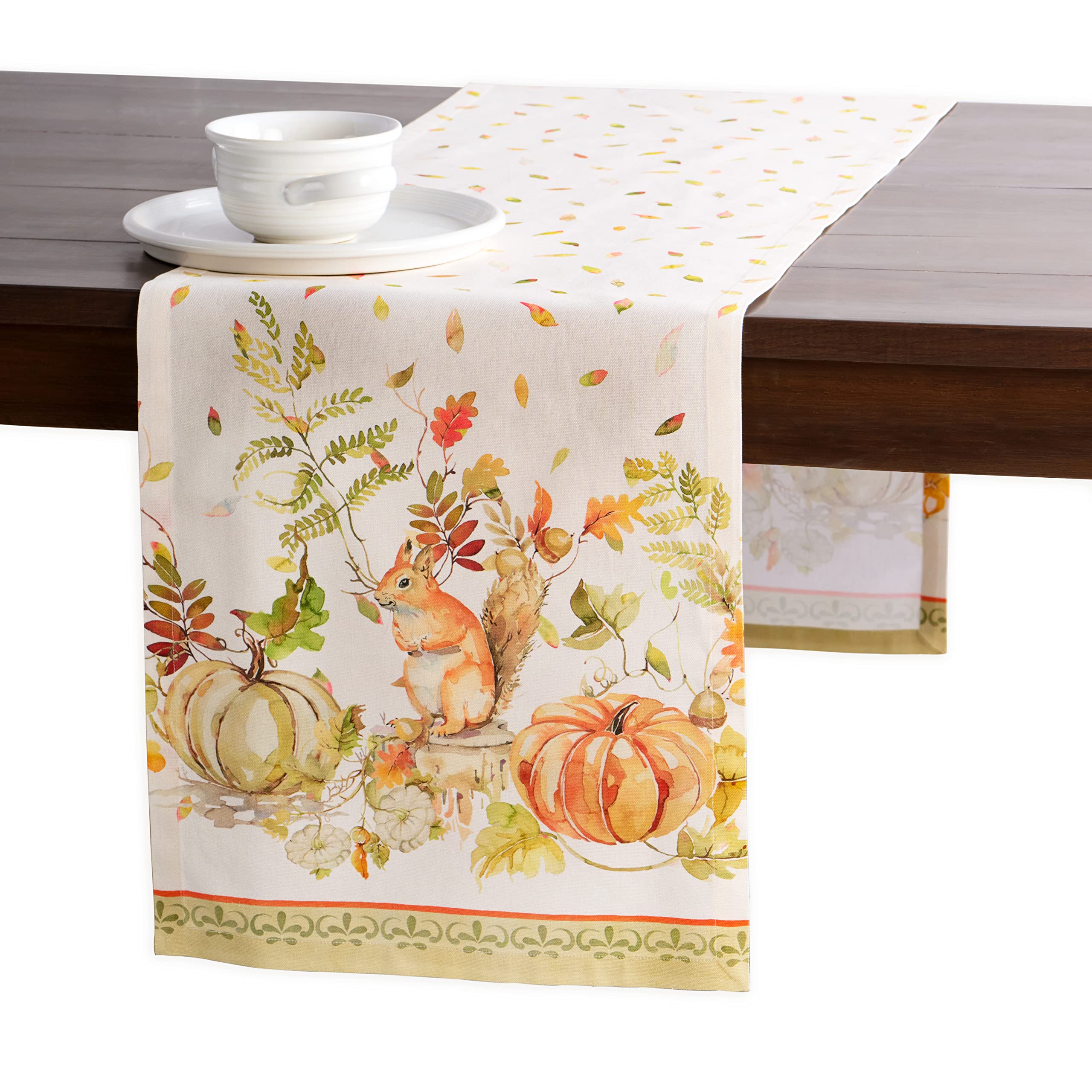 Maison d' Hermine Table runner 100% Cotton Single Layer Table Runners 230 CM long for Christmas Decorations Home Kitchen Dining Party Wedding Bridal Shower (Pumpkin Passion, 37 cm x 230 cm)