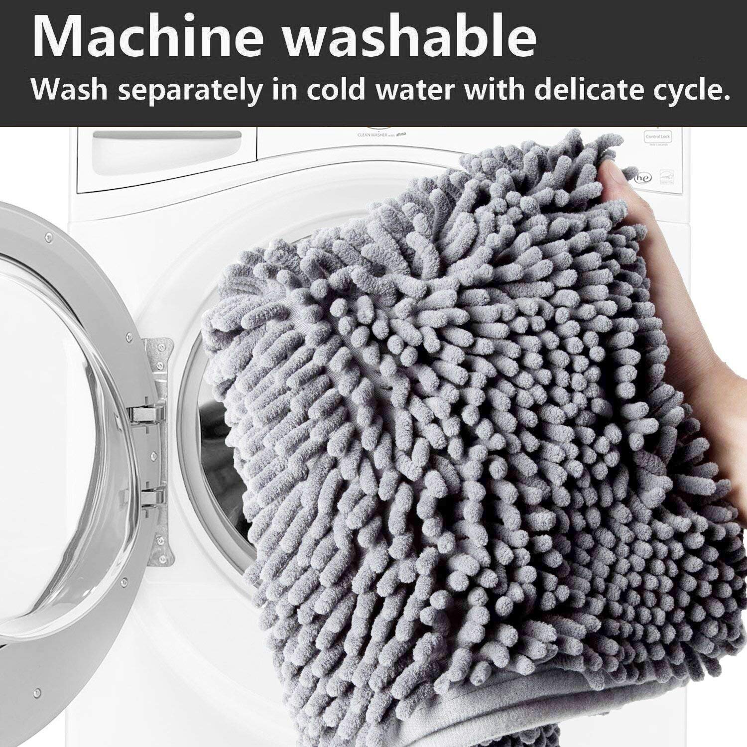 Pourmaison Bath Mat Bathroom Rugs Chenille Bath Mats for Bathroom 20\'\' x 32 \'\' Machine Washable No Slip Bath mats Area Rug Kitchen Bedroom Entry Kid’s Bath Rugs - Gray