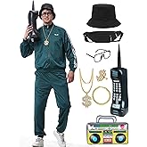 Abawaka 80s Outfit for Men 90s Track Suit Themed Party Outfits Costume for 80s 90s Windbreaker Sweatsuit Sportswear