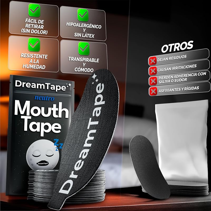 ® Mouth Tape 35 uds Premium – Cinta Bucal para Dormir – Mouth Tape for Sleeping – Reduce ronquidos, boca cerrada, tiras bucales para dormir, parche boca dormir – pegatinas para no roncar