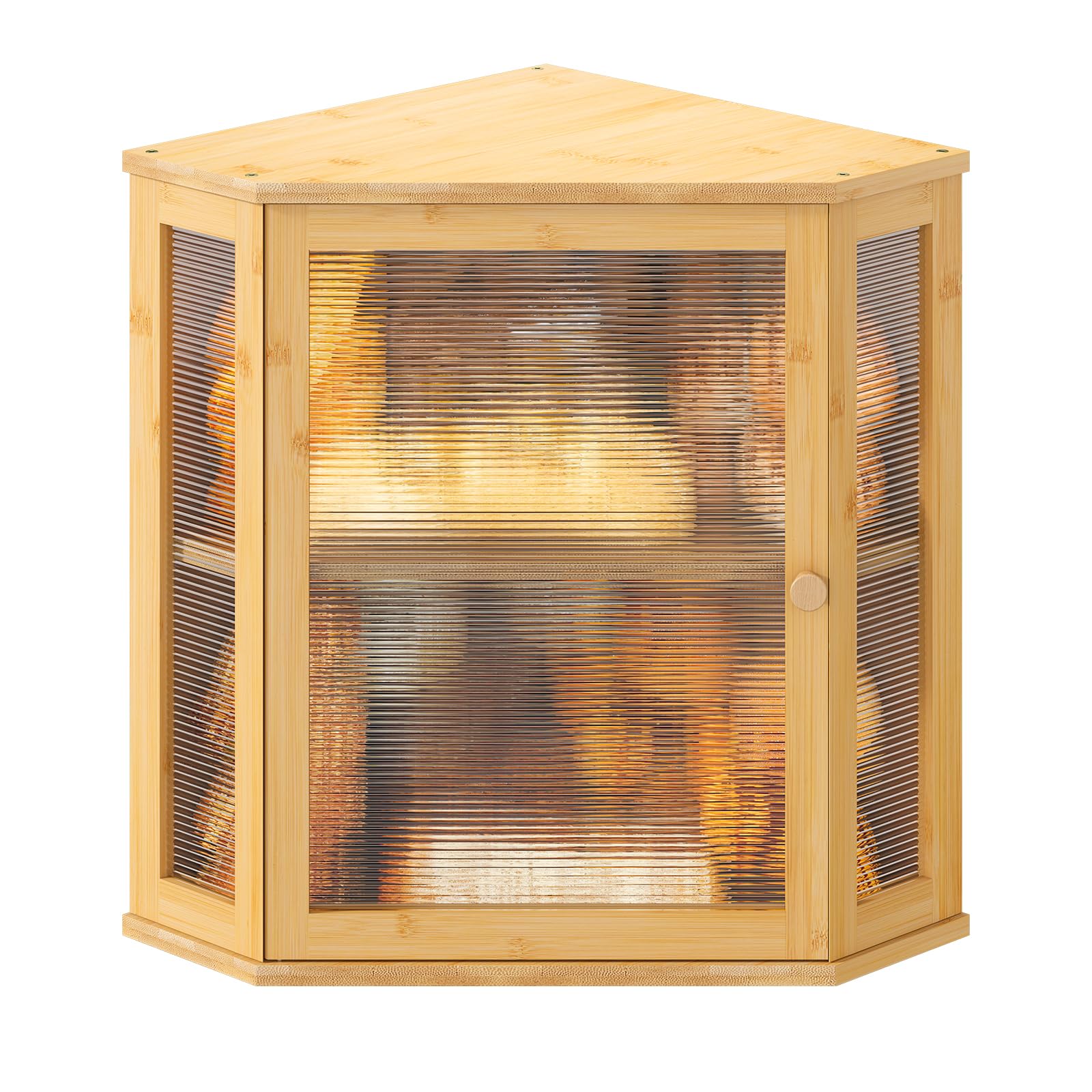Photo 1 of Wieghda Corner Bread box for Kitchen Countertop,Farmhouse Bread Box with Acrylic Wavy Door Panel,Large Bread box for kitchen countertop,Kitchen Countertop Food Storage Container (Natural, Extra Large)