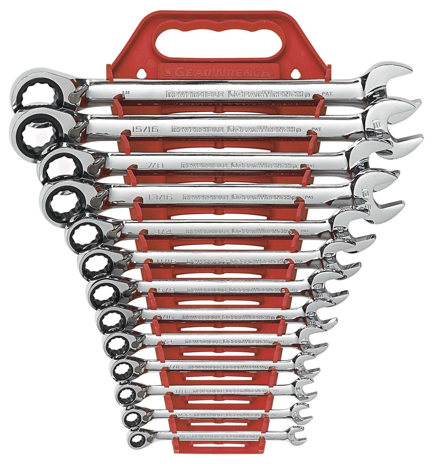 GEARWRENCH 13 Pc. 12 Pt. Ratcheting Combination Wrench Set, SAE - 9312 GEARWRENCH 13 Pc. 12 Pt. Reversible Ratcheting Combination Wrench