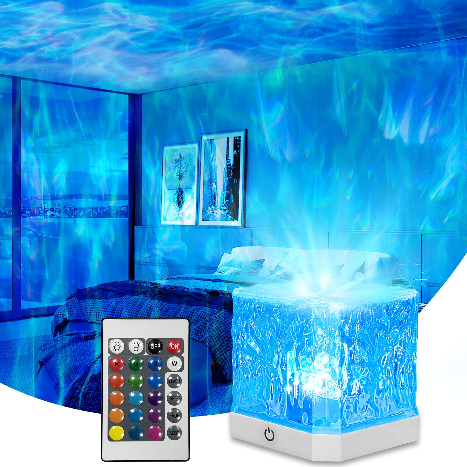 Photo 1 of ***MISSIING REMOTE***
Ocean Wave Projector Light,16 Colors Water Ripple Romantic Ambient Lighting Northern Lights Projector with Remote for Bed Room Decor Meditation Relaxation Night Lights
