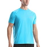 isnowood UPF 50+ Swim Shirts for Men, Sun Protection Short Sleeve Rash Guard Mens Quick Dry Surf Athletic Beach Shirt