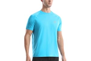 isnowood UPF 50+ Swim Shirts for Men, Sun Protection Short Sleeve Rash Guard Mens Quick Dry Surf Athletic Beach Shirt