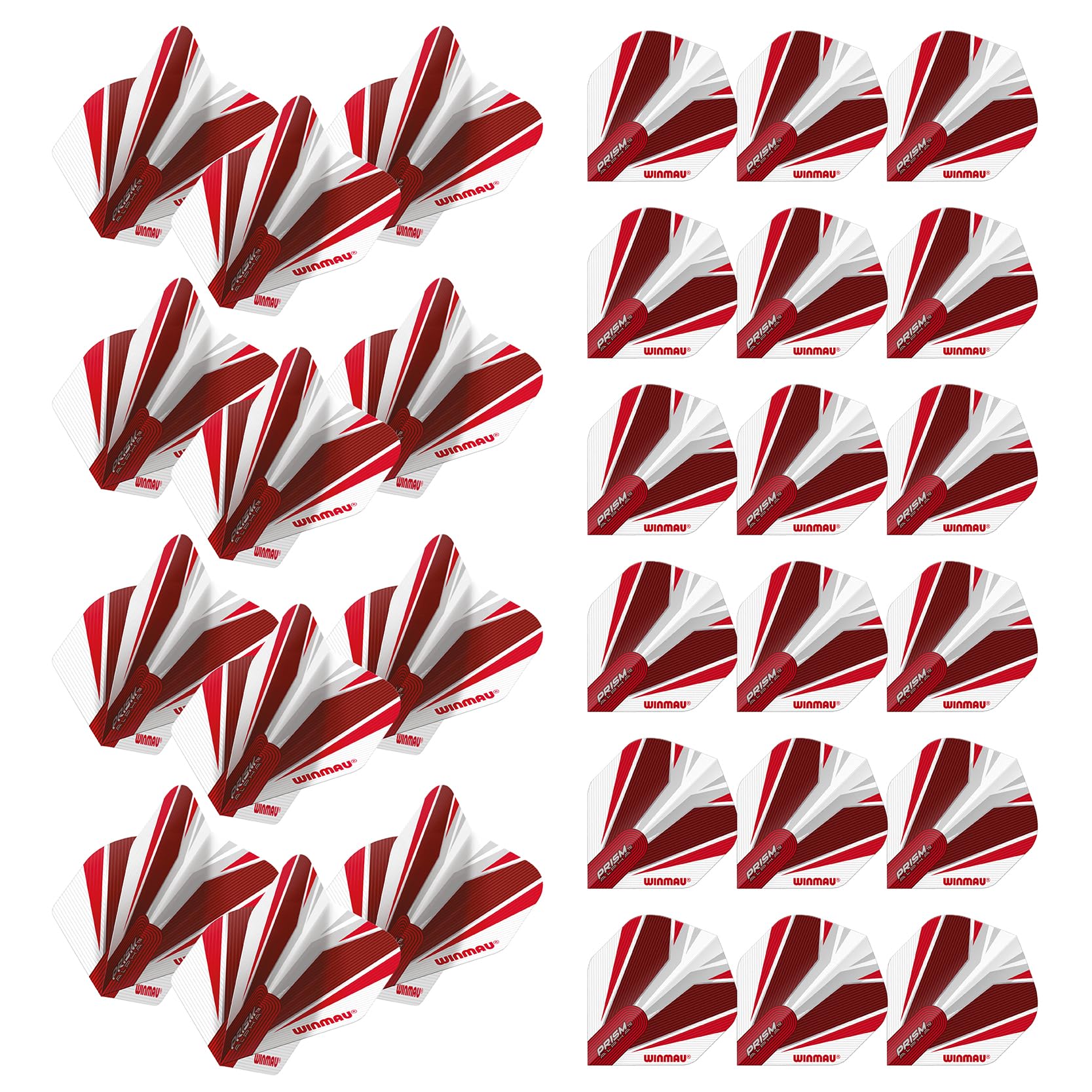 WINMAU Prism Alpha White & Red Extra Thick Dart Flights - 10 sets per pack (30 dart flights in total)