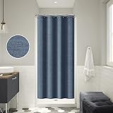 Linen Look Shower Curtain 122x182cm Navy with Metal Hooks view 5