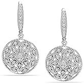 LeCalla 925 Sterling Silver CZ Leverback Earrings | Lightweight Drop Dangle Earrings for Women | Drop Earring Leverback CZ Earing for Jewelry Gifts