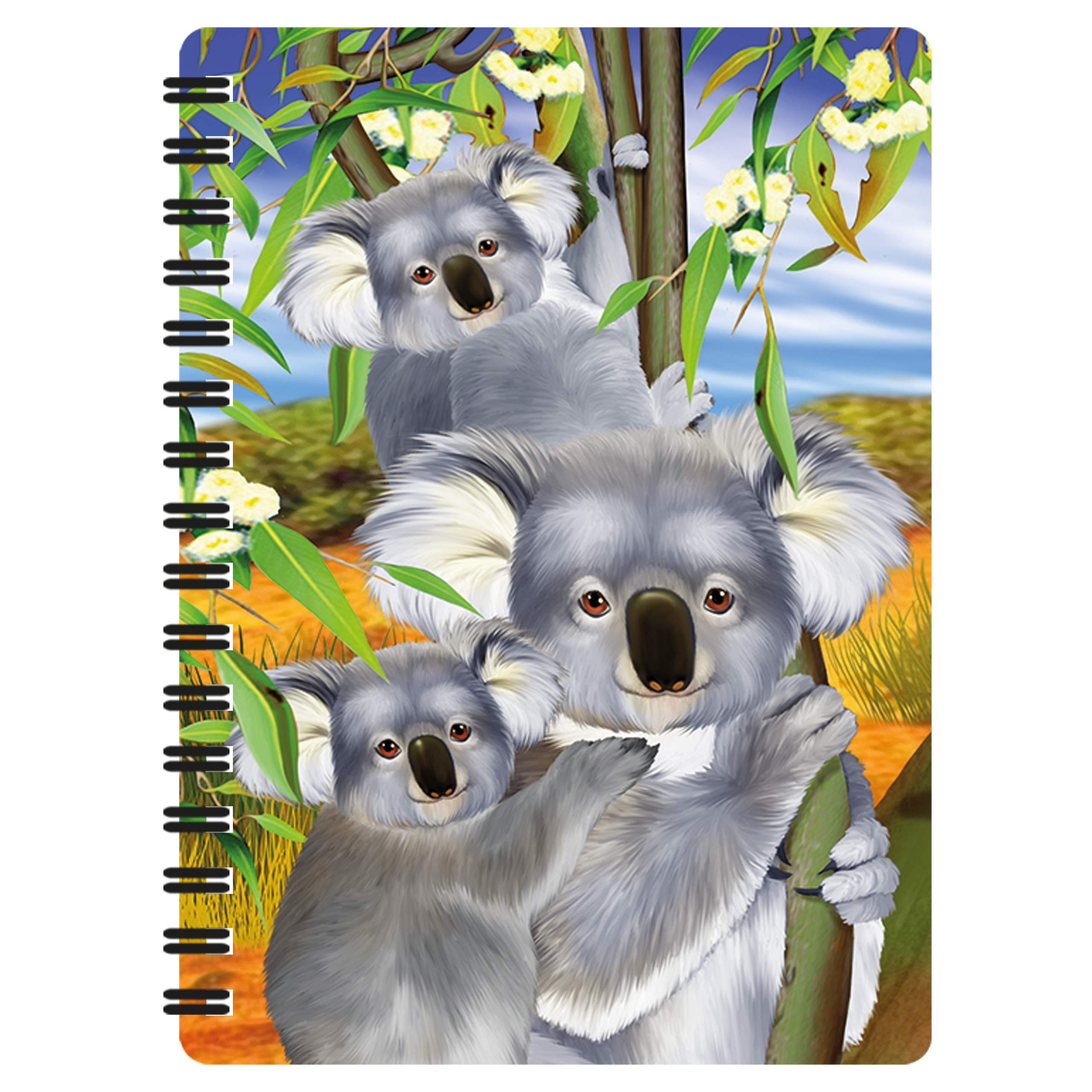 3D LiveLife Jotter - Koala Cuddle from Deluxebase. Spiral Bound A6 Notebook with 80 Plain Recycled Pages. Pocket Sized Animal Notepad, Journal or Drawing Book with Cute Cover