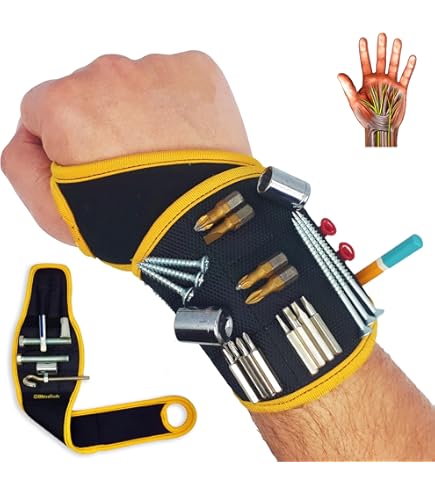 Magnetic Wristband With Coiled Lanyard, Lightweight Nylon Support