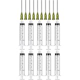 10 Pack 10ml Dispensing Syringe Luer Lock with 14Ga 1.5 Inch Blunt Tip Needle, Industrial Grade Syringe, Great for Glue Appli