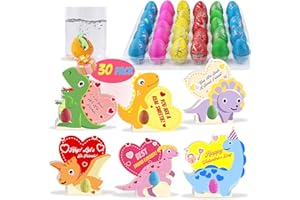 NAISEN 30 PACK 3D Valentines Day Cards for Kids with Hatching Dinosaur Eggs, 6 Designs Valentines Day Gifts for Kids Classroom School Exchange, Valentines Day School Prize Party Favors for Kids