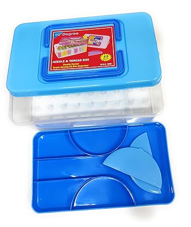 90 Degree 45 Reel Double Decker Empty Sewing Kit Set Box Needle Thread Reel Plastic Box Organizer Blue Amazon In Home Kitchen