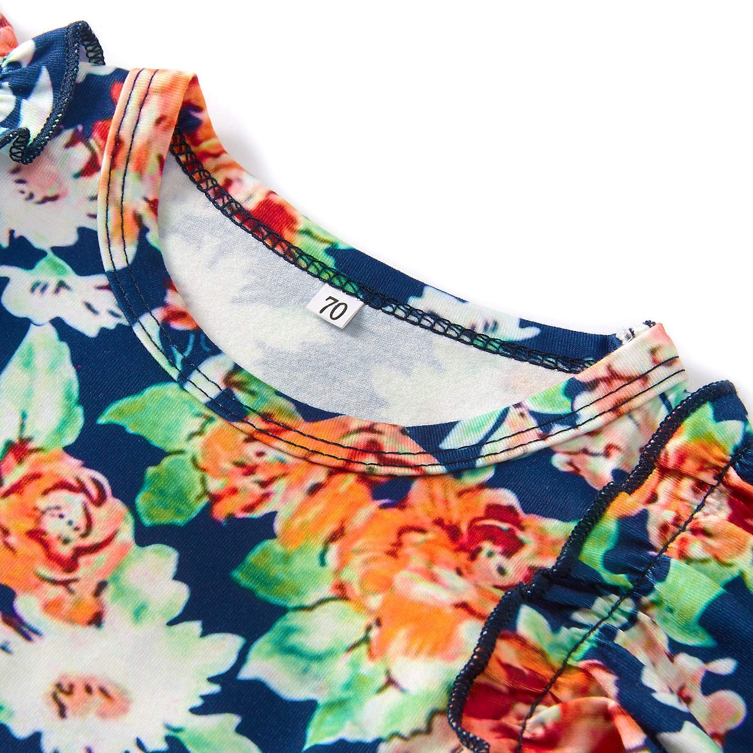 Leapparel 0-6 Months Newborn Girl Romper Unisex Baby Jumpsuit Classical Orange Flower Print Playsuit Snap Button Easy to Change Diaper