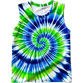 TZQPSJW Unisex Tie Dye Tank Tops Sleeveless T Shirts Hippies Senior Shirt Beach Tees for Women and Men