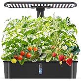 Hydroponics Growing System Kits,Smart Indoor Herb Garden with 24W LED Grow Light Planting Height Adjustablewith,12 Pods Plant Germination Kit,with Quiet Pump, Ideal Gift for All Ages