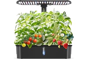 AMBGROW Hydroponics Growing System Kits,Smart Indoor Herb Garden with 24W LED Grow Light Planting Height Adjustablewith,12 Pods Plant Germination Kit,with Quiet Pump, Ideal Gift for All Ages
