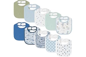EGMAO BABY 10 Pack Cotton Snap Bibs for Baby Boy Girl, Super Soft Drool Bibs for Teething and Feeding