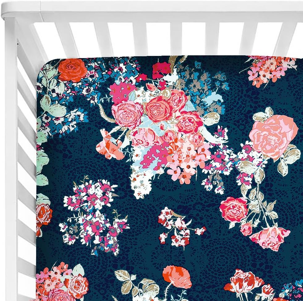Crib Sheet-Navy Floral
