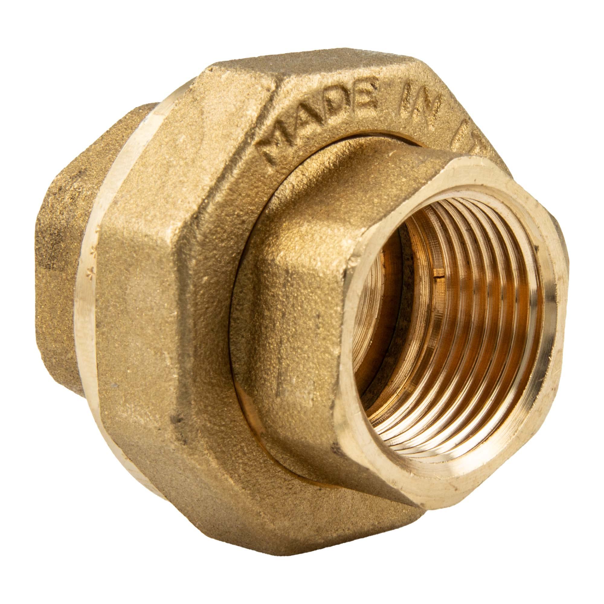 tecuro 429000FD - Screw connection 1 inch female / female thread - flat sealing - blank brass 1 inch
