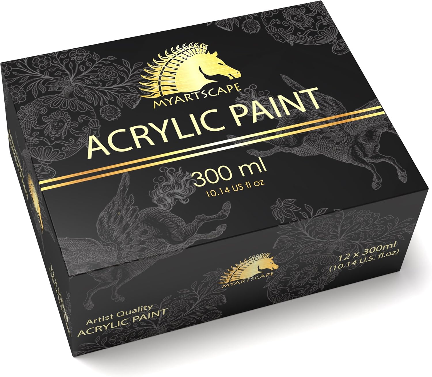Acrylic Paint Set - 12 x 300ml Bottles - Heavy Body - Lightfast - Artist Quality Paints by MyArtscape