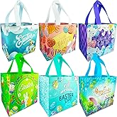 Viaecone 9-Pack Christmas Gift Bags Large 12.8x9.8x6.7 Inches - Holiday Party Favor Tote Bags, Non-Woven Reusable Treat Bags for Xmas Presents, Decorations (Easter 2)