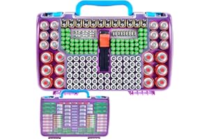 Battery Organizer Storage Case with Tester, Double-Sided Batteries Box Holder Fits for 269 AA AAA AAAA 3A 4A 9V C D Lithium 2
