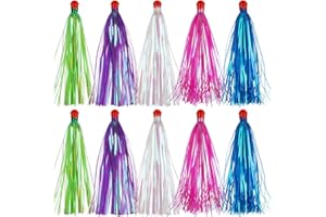 JSHANMEI Mylar Teaser Tail Fishing Teasers Lure 0.3oz Jig Head Saltwater Teaser Fishing Lures Mylar Flash Trolling Skirts Lures Bucktail Teasers for Ballyhoo Wahoo Kingfish Sea Bass