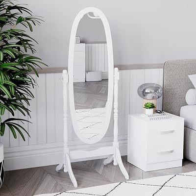 Vida Designs Nishano Cheval Mirror Free Standing Full Length White Wood