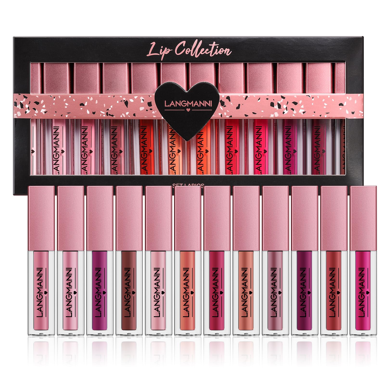 12PCS Lip Gloss Set, Highly Pigmented Velvet Shimmering Lip Glosses, Moisturising, Long Lasting, Waterproof, Non Sticky, Makeup Set For Women (#A)