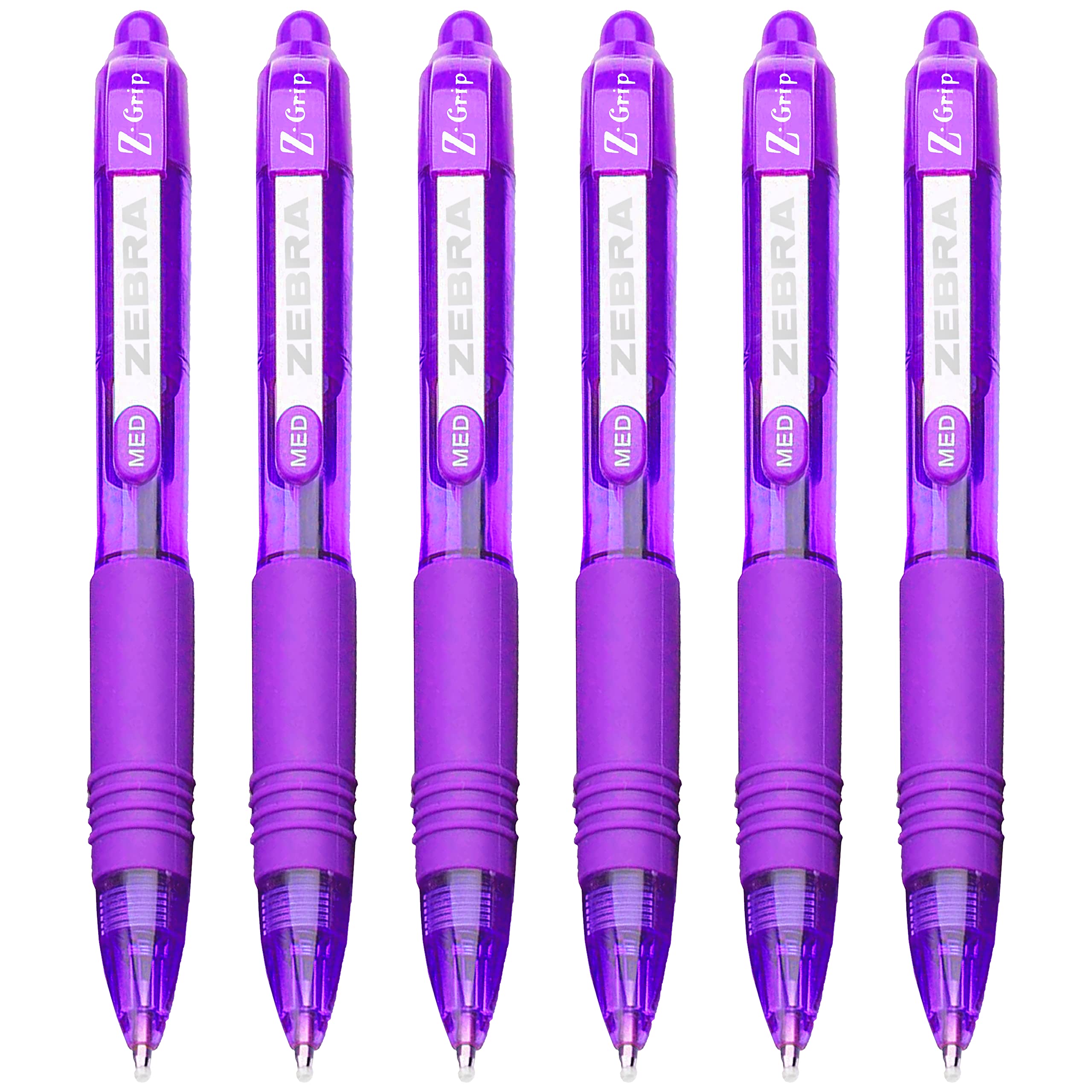 Zebra Z-Grip Smooth Mini Retractable Ballpoint Pens - 1.0mm - Violet - Pack of 6