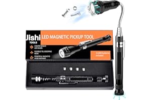 JISHI Gifts for Men, Stocking Stuffers for Men, Magnetic Pickup Tool White Elephant Gifts for Adults, Christmas Dad Gifts for Dad Him Husband Birthday, Telescoping Magnet w/LED Flashlight Cool Stuff Gadgets