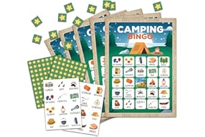 OZTEMETY Camping Bingo Game for Adults, Outdoor Party Supplies - 24 Player Bingo Game, Favors & Decorations
