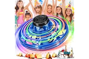 LOGOPLAY Flying Spinner Mini Drones for Kids, Hand Operated Drones Rotation Small UFO Toys with Shining LED Lights, Flying Orb Ball Hand Operated 360° Rotating Helicopter for Boys Girls Adult Indoor (Blue)