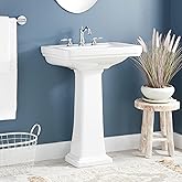 Key West 24" Vitreous China Pedestal Sink with Porcelain Base and 3 Faucet Holes at 8" Centers