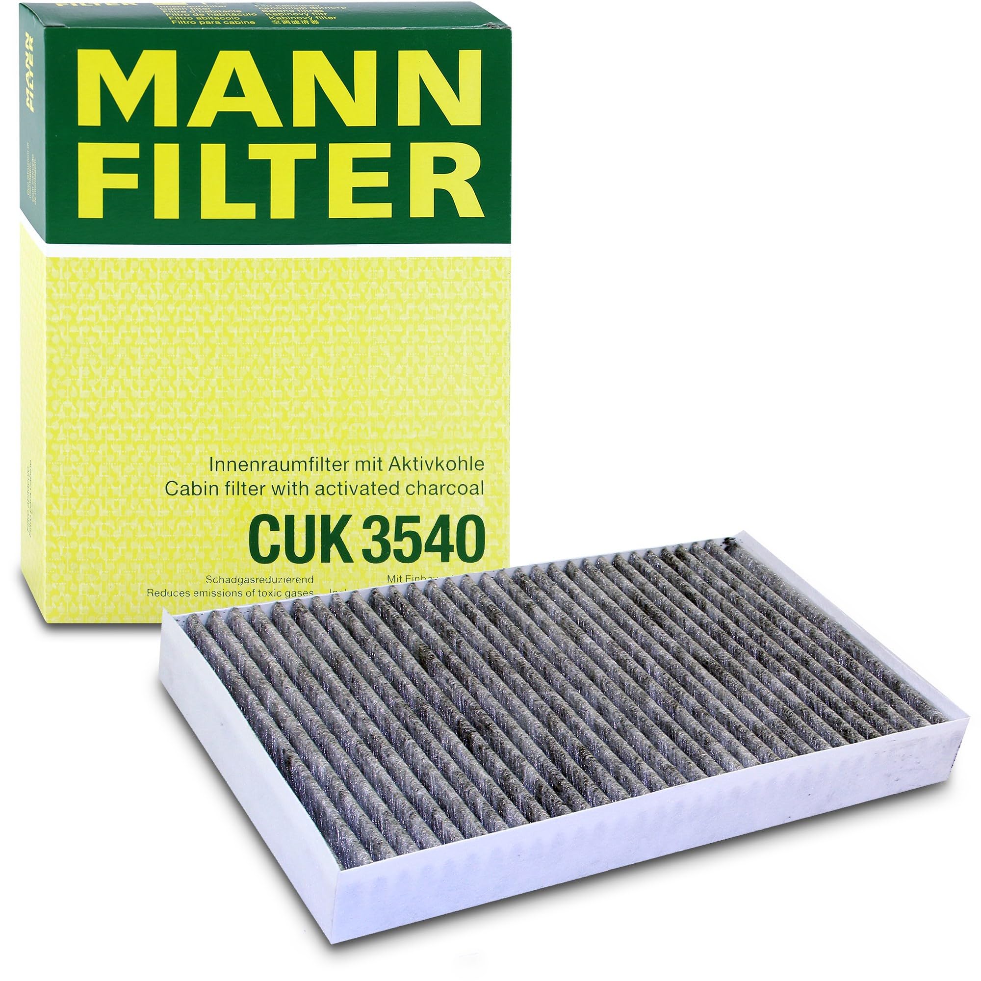 MANN-FILTER CUK 3540 Cabin Air Filter - Pollen Filter with Activated Carbon - for Cars + Transporters