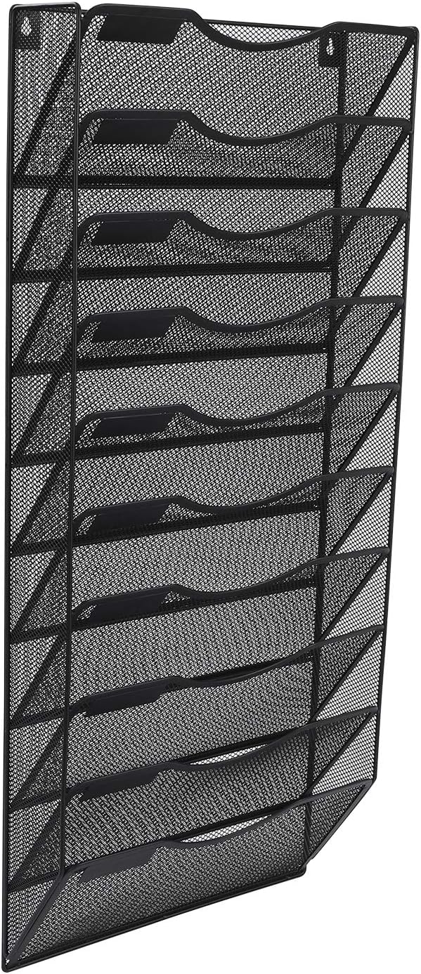 EasyPAG 10 Tier Wall File Organizer Office Mesh Metal Hanging File Folder Holder Magazine Rack, Black : Office Products