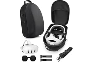 YRXVW Large Hard Carrying Case Compatible with Meta/Oculus Quest 3, VR Headset with Elite Strap and Touch Controller, and Headstrap VR Accessories, Large Capacity VR Bag for Storage and Travel (Black)