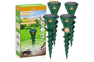 WANQUEEN 4 Pack Mole Repellent for Lawns, Solar Vole Traps Outdoor IP65 Waterproof Gopher Repellent, Get Rid of Mole, Gopher, Snakes, Vole and Other Underground Pests