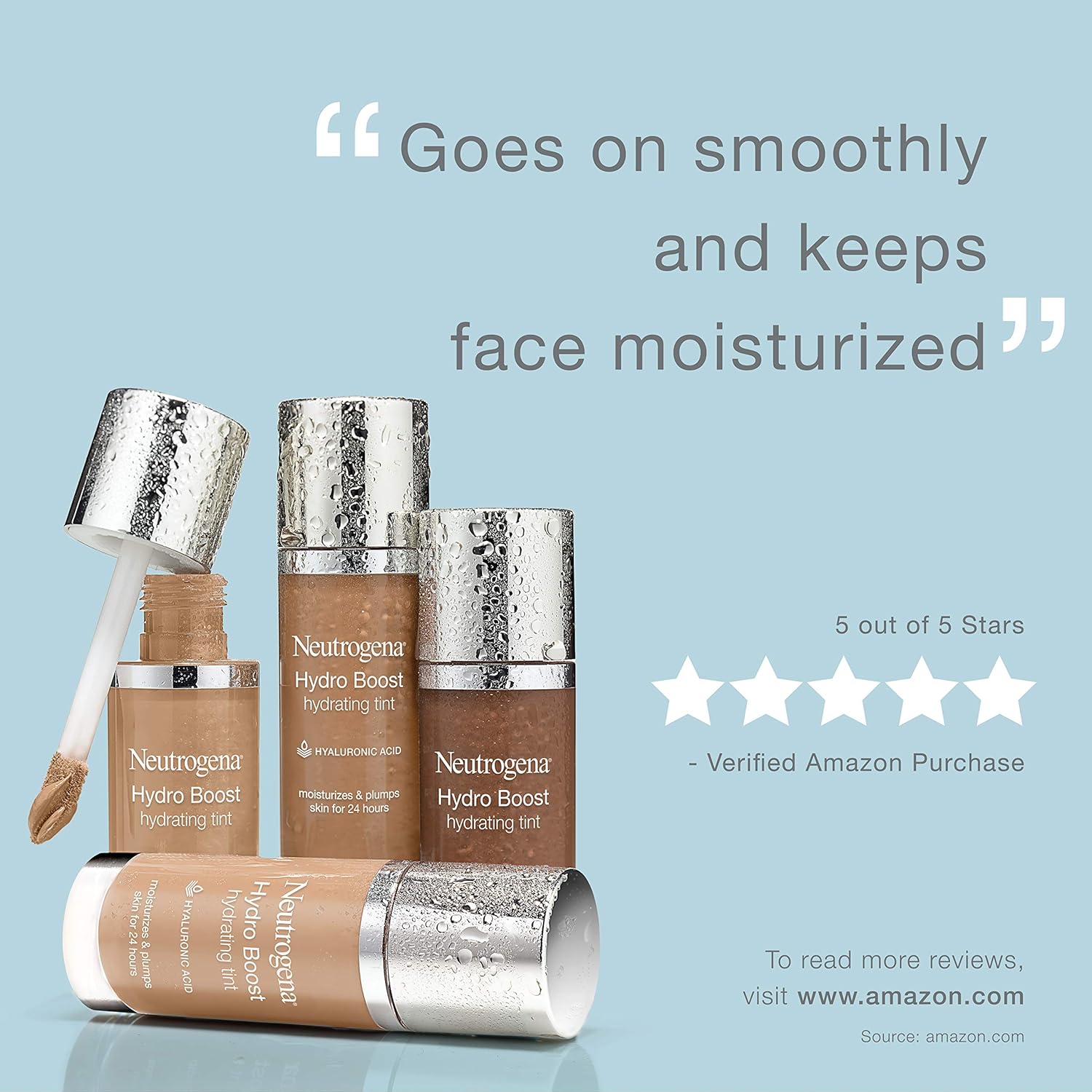 Neutrogena Hydro Boost Hydrating Tint with Hyaluronic Acid, Lightweight Water Gel Formula, Moisturizing, Oil-Free & Non-Comedogenic Liquid Foundation Makeup, 30 Buff Color, 1.0 fl. oz : Beauty