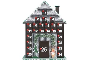 Cllayees Christmas 25 Drawers Advent Calendar Wooden House with LED Lights, Christmas Tabletop 24 Days Countdown Reindeer Decorations Holiday Gifts