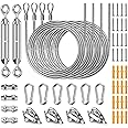 Duerer Sun Shade Sail Hardware Kit 52pcs for Rectangle Triangle Sun Shade Sails Canopy Installation 304 Stainless Steel Accessories Set for Outdoor Garden Patio(6" M6 Turnbuckles+ 4*6.6ft Cables Wire)
