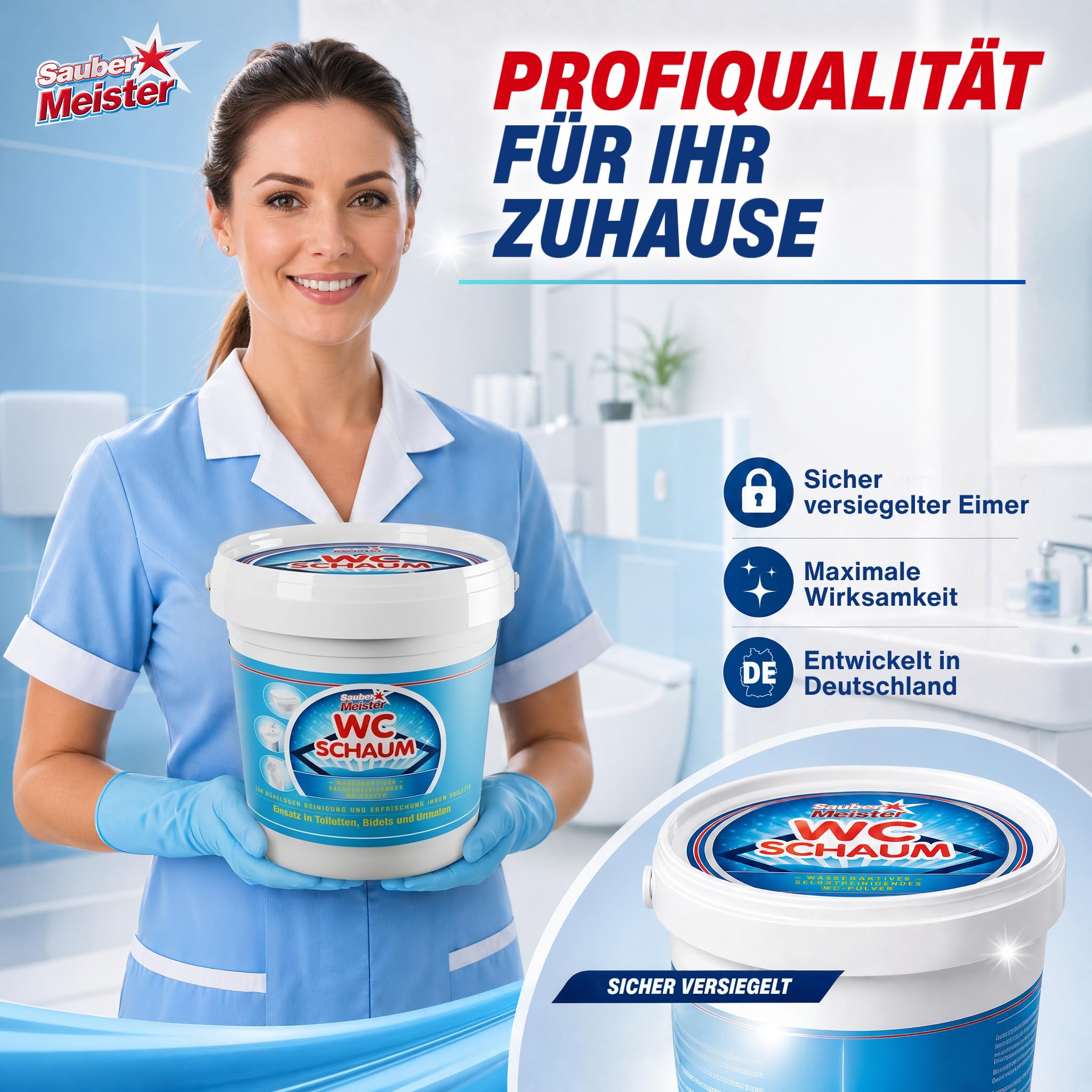 Sauber Meister WC Schaum Toiletten-Reinigungsschaum Pulver, 1000 g 5