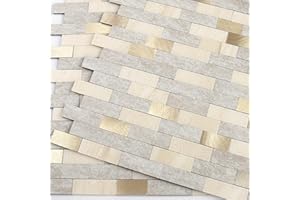 BeNice Peel and Stick Backsplash for Kitchen Mosaic Bathroom Marble Shower Tile Stickers Waterproof(10sheets Beige)